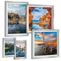 BILDER SET 5er Set - 50x50 cm & 20x30 cm & 40x60 cm Silberner Rahmen - Aussicht Paris New York Treppen - Silberfarben, Kunststoff (40/60cm) - TULUP
