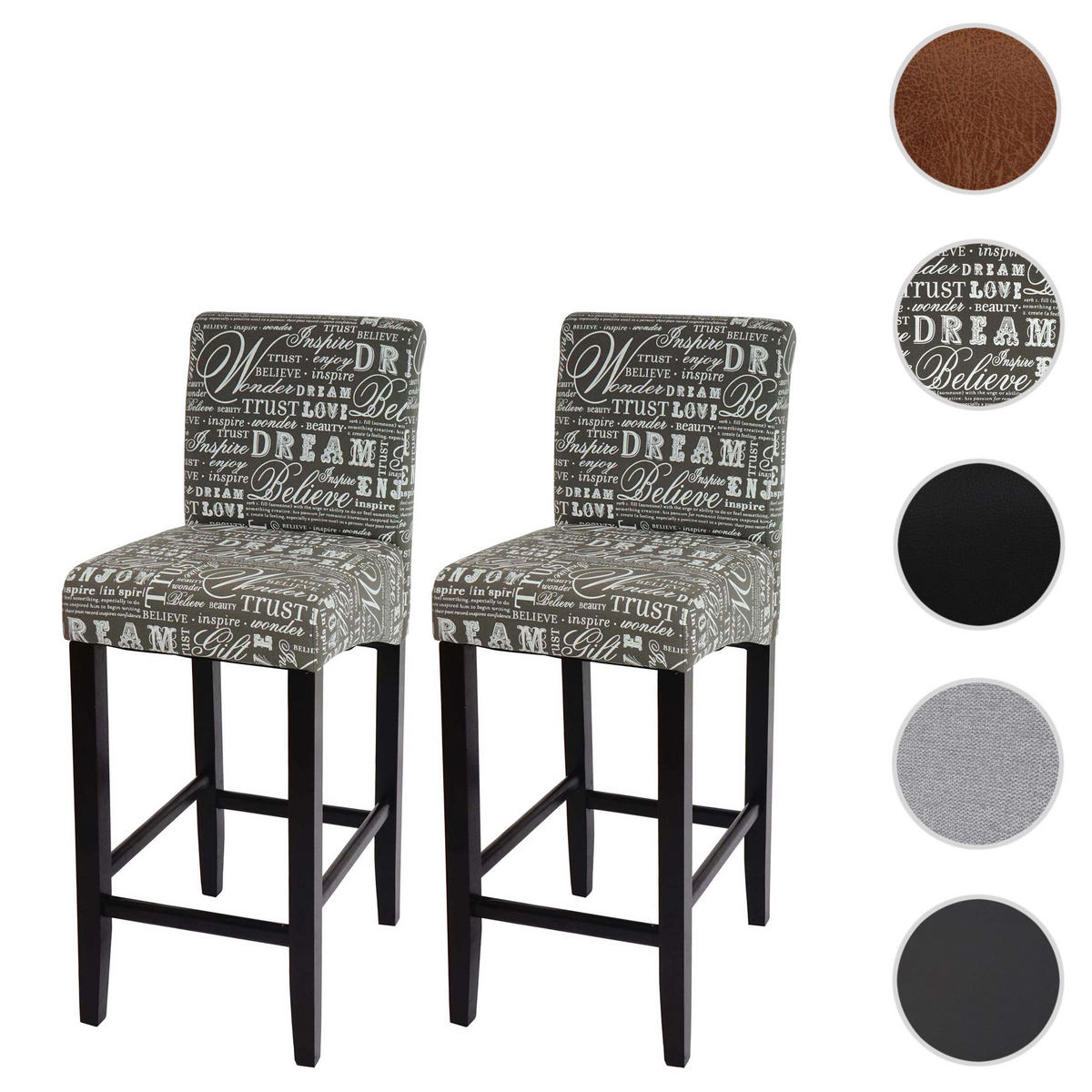 BARHOCKER Grau 2er-Set - Grau, Textil (39/105/53cm) - MCW