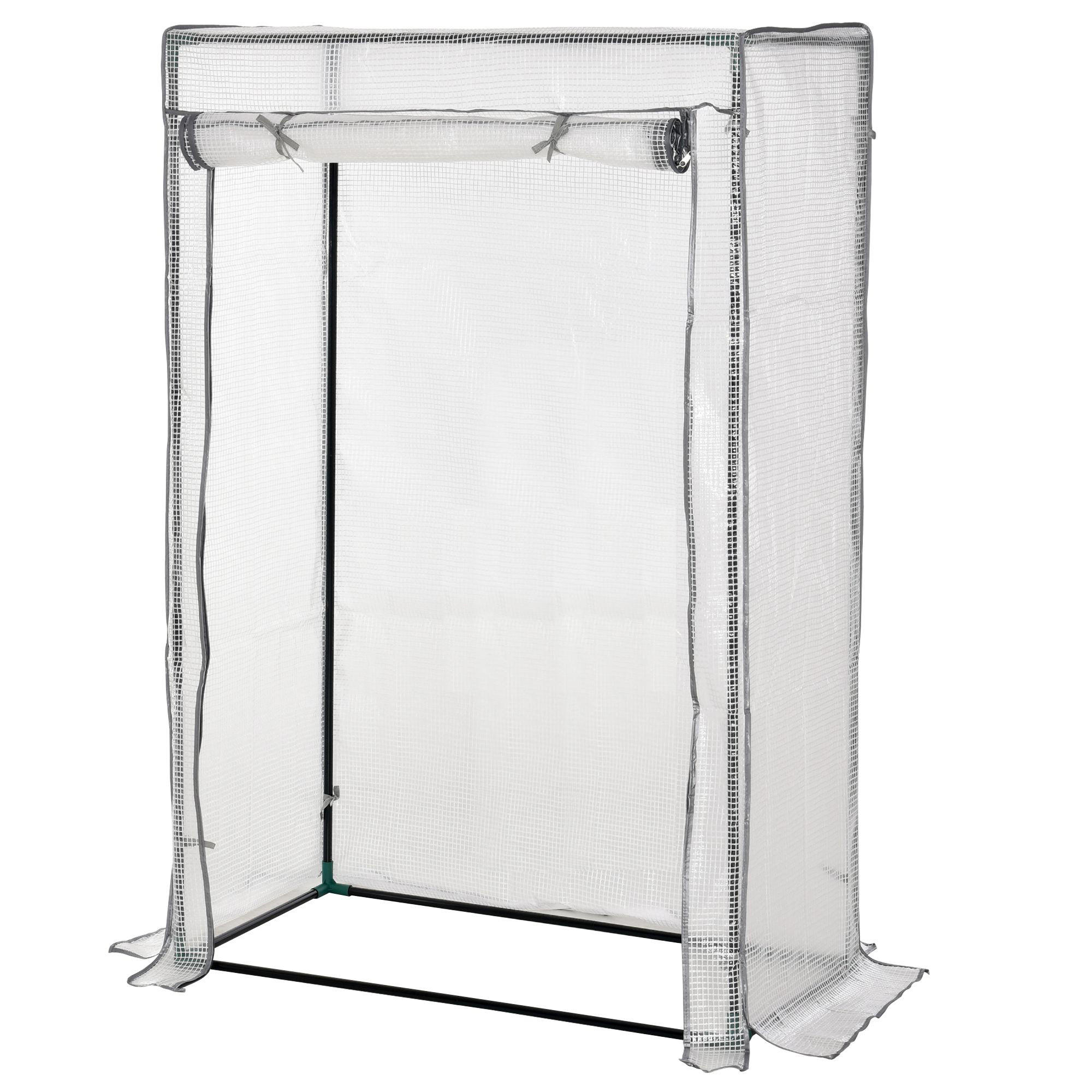 FOLIENGEWÄCHSHAUS , 101L x 50B x 150H cm - Weiß, Kunststoff/Metall (50/150/101cm) - Outsunny