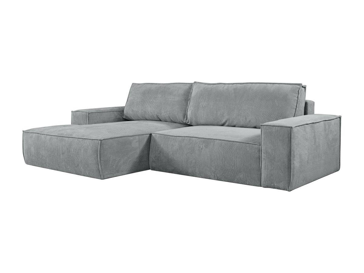 ECKSOFA mit Schlaffunktion - Ecke Links - Cord - Hellgrau - AMELIA - Hellgrau, Textil (167/267cm) - Vente-Unique
