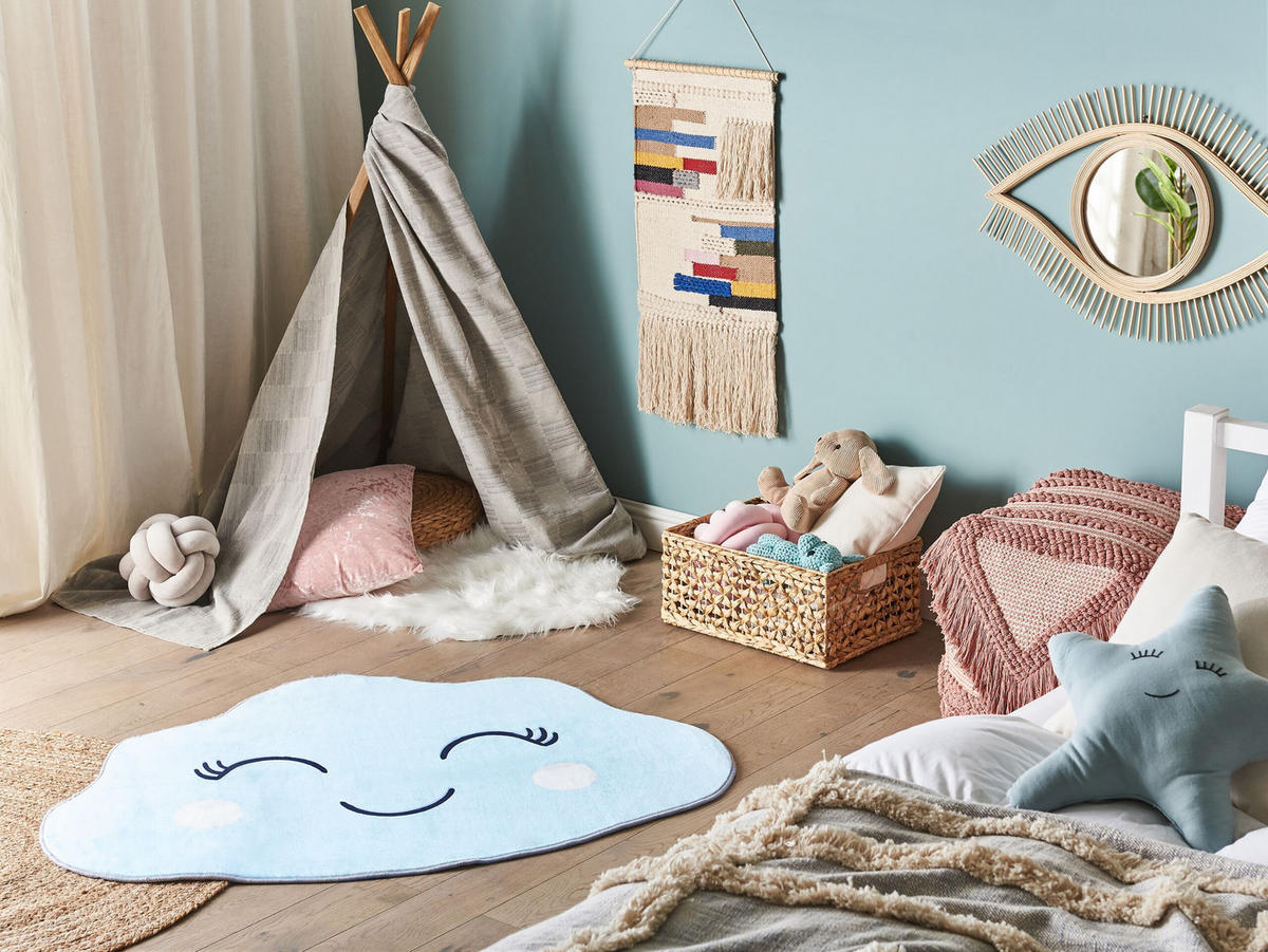 KINDERTEPPICH-CUMULUS 120/90 cm - Blau, Kunststoff (90/120cm) - Beliani