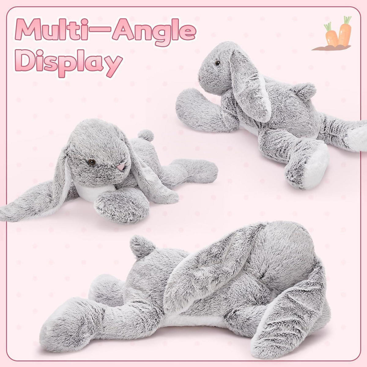 STOFFTIER Hase 80 cm Grau - Grau, Textil (55/80cm)