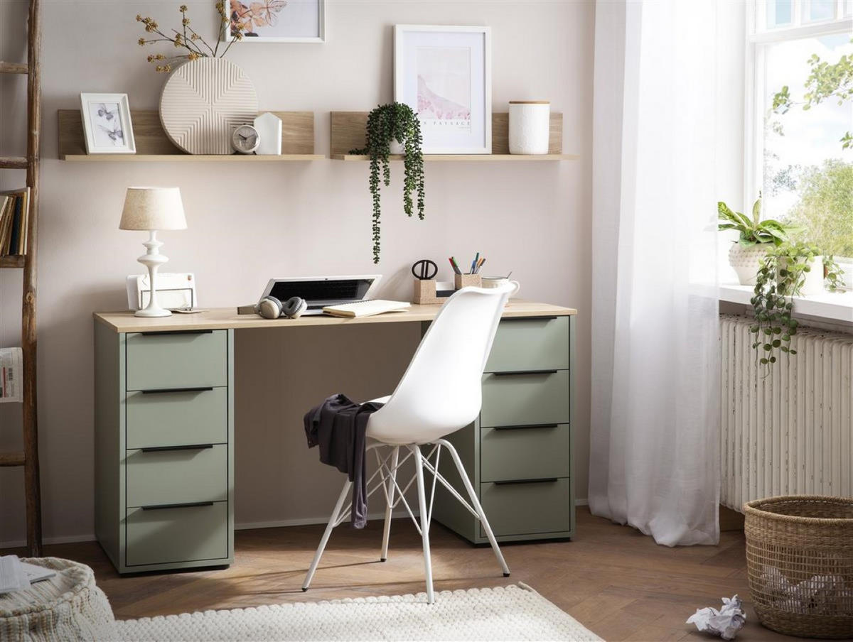 SCHREIBTISCH Kangaroo 73x140x55,5 cm Pistazie / Eiche - Grün, Holz (55.5/140/73cm) - PROREGAL
