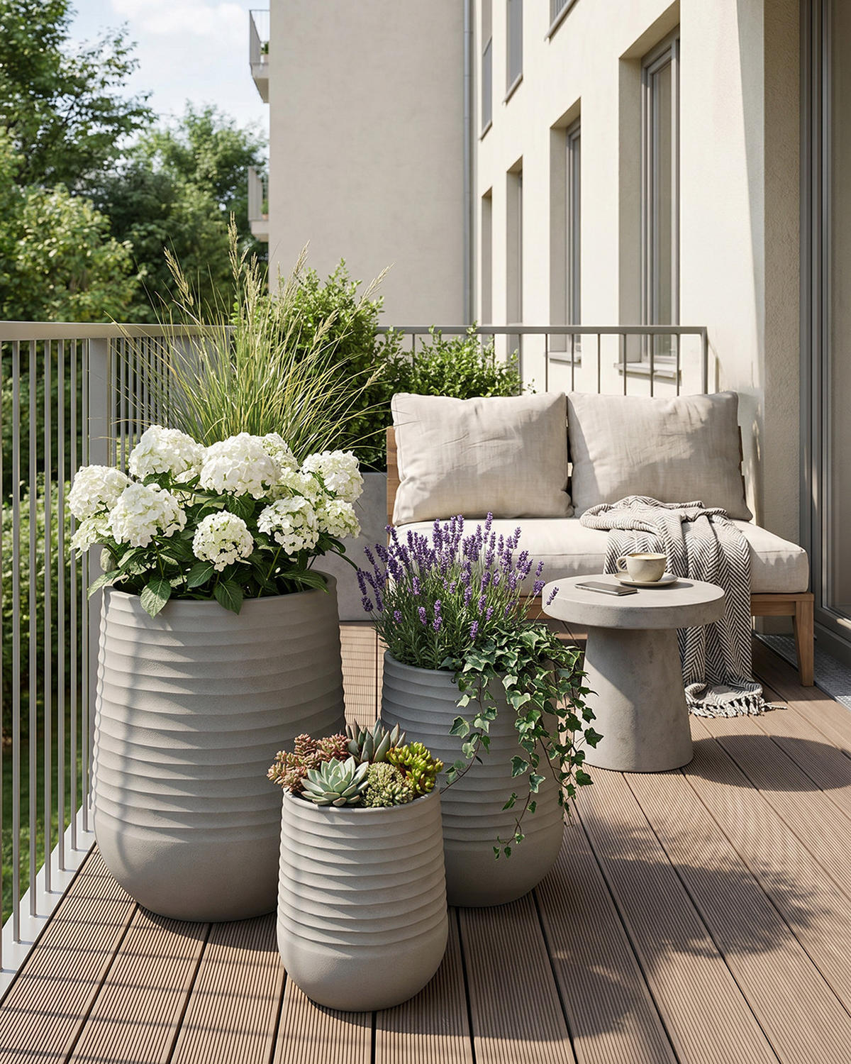 BLUMENTOPF Grau COSTA L 53x53x70 cm - Grau, Kunststoff (70cm) - Mazovia