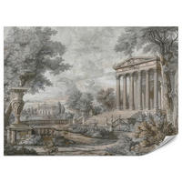 FOTOTAPETE Antike Architektur Bäume Landschaft 350x256 - Beige/Violett, Papier (350/256cm) - Muralo