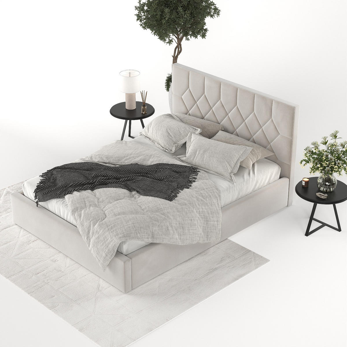 POLSTERBETT Brisa 160/200 cm Hellbeige im Paros Stoff - Beige/Schwarz, Holz/Holzwerkstoff (160/200cm) - AltaBeds