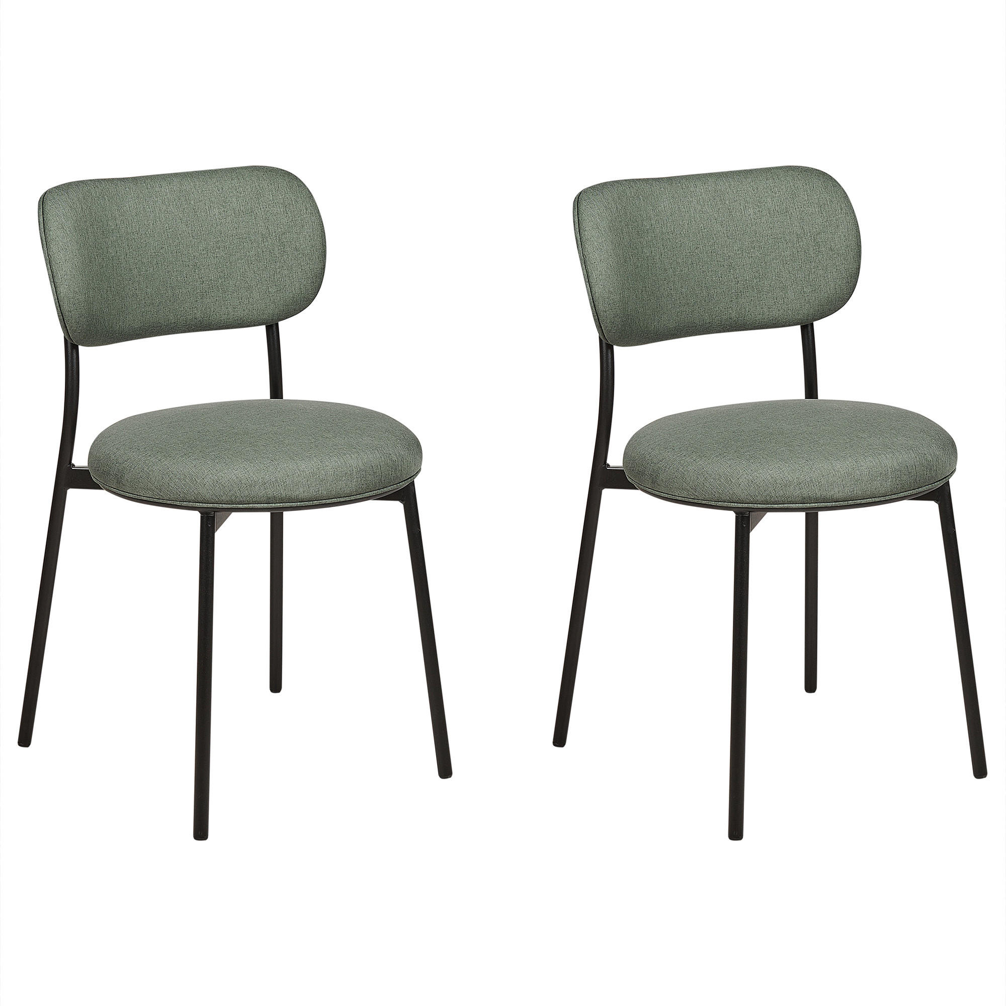 JÍDELNÍ ŽIDLE sada 2 ks Látka tmavě zelená/černá Casey - černá/tmavě zelená, textil (43/76/50cm) - Beliani
