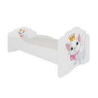 KINDERBETT Casimo weiß / Motiv Katze 88 / 164 / 63cm - Weiß, Holz/Holzwerkstoff (70/140cm) - Feldmann-Wohnen