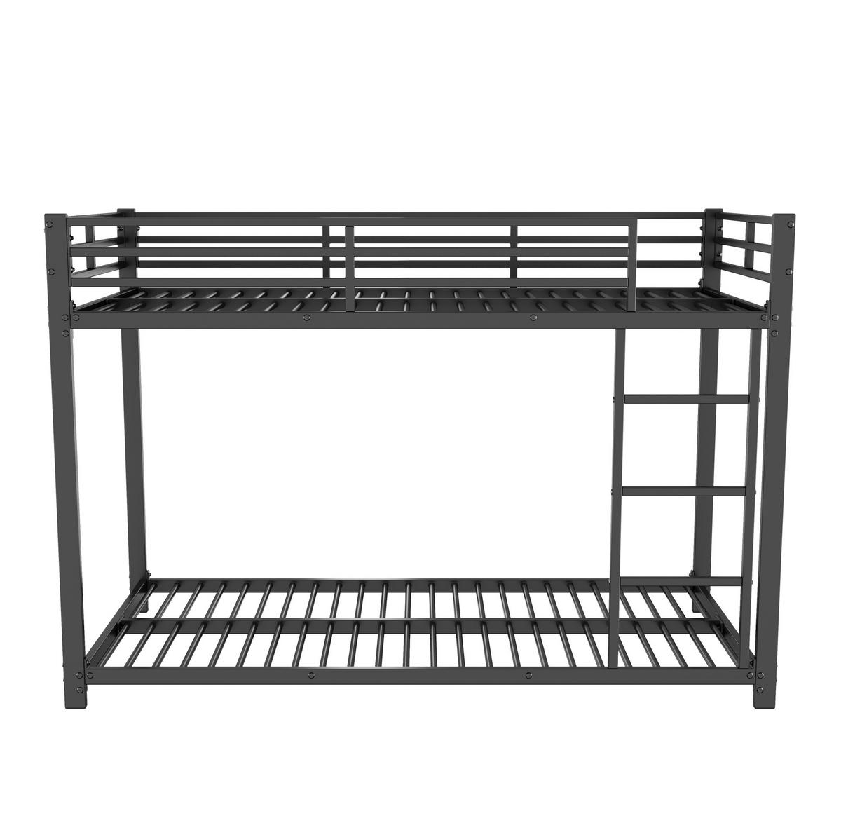 ETAGENBETT 90/200 cm aus Metall in Schwarz – platzsparend und stabil - Schwarz, Metall (90/200cm) - BEAOK