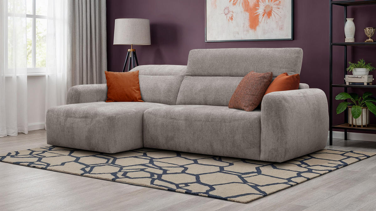 ECKSOFA NERO 4-Sitzer, dunkelbeige - Beige/Schwarz, Holz/Textil (272/81/159cm) - Courtois Laville