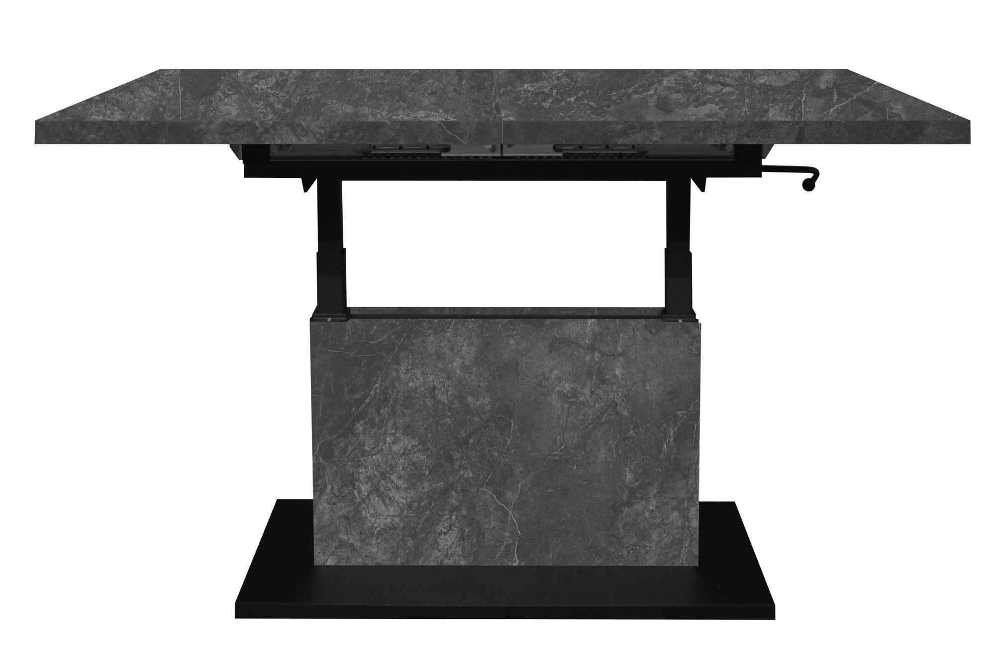 COUCHTISCH Höhenverstellbar Else 3 120x56x70 Holz Keramikoptik Grau - Schwarz/Grau, Holzwerkstoff (120/70/56cm) - 58aufmkessel