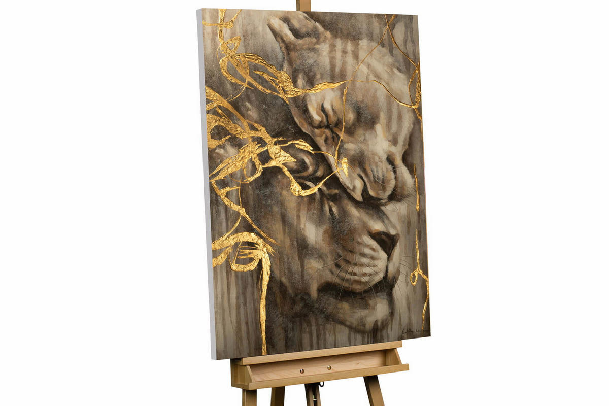 ACRYLBILD HANDGEMALT 75/100 cm - Goldfarben, Holz/Textil (75/100cm) - KUNSTLOFT