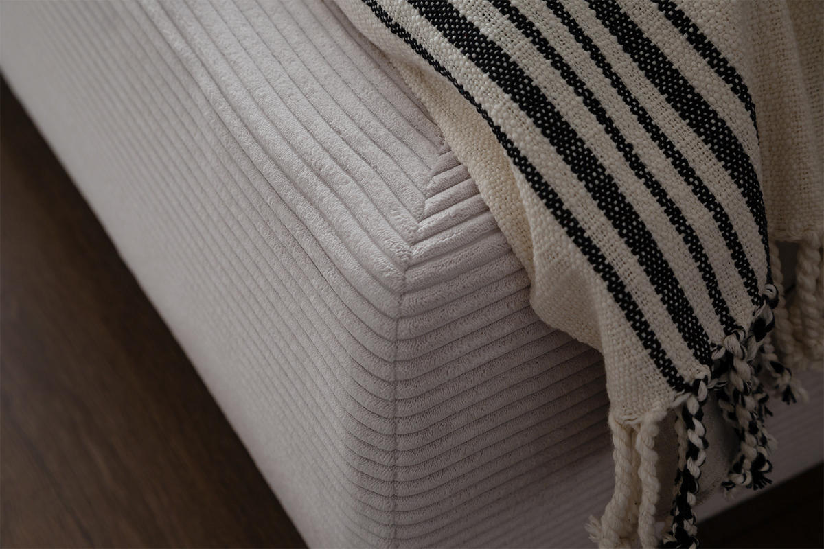 POLSTERBETT HENRY Weiß Cord - Schwarz/Weiß, Textil (200/200cm) - KAWOLA