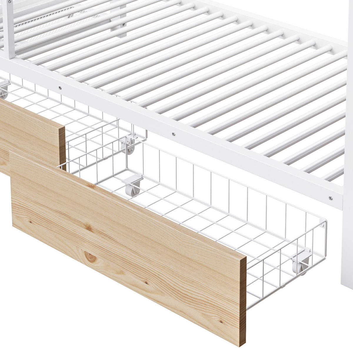 ETAGENBETT 140/200 cm aus Metall mit LED-Lichtleiste, Weiß - Weiß, Metall (140/200cm) - OKMYHOME