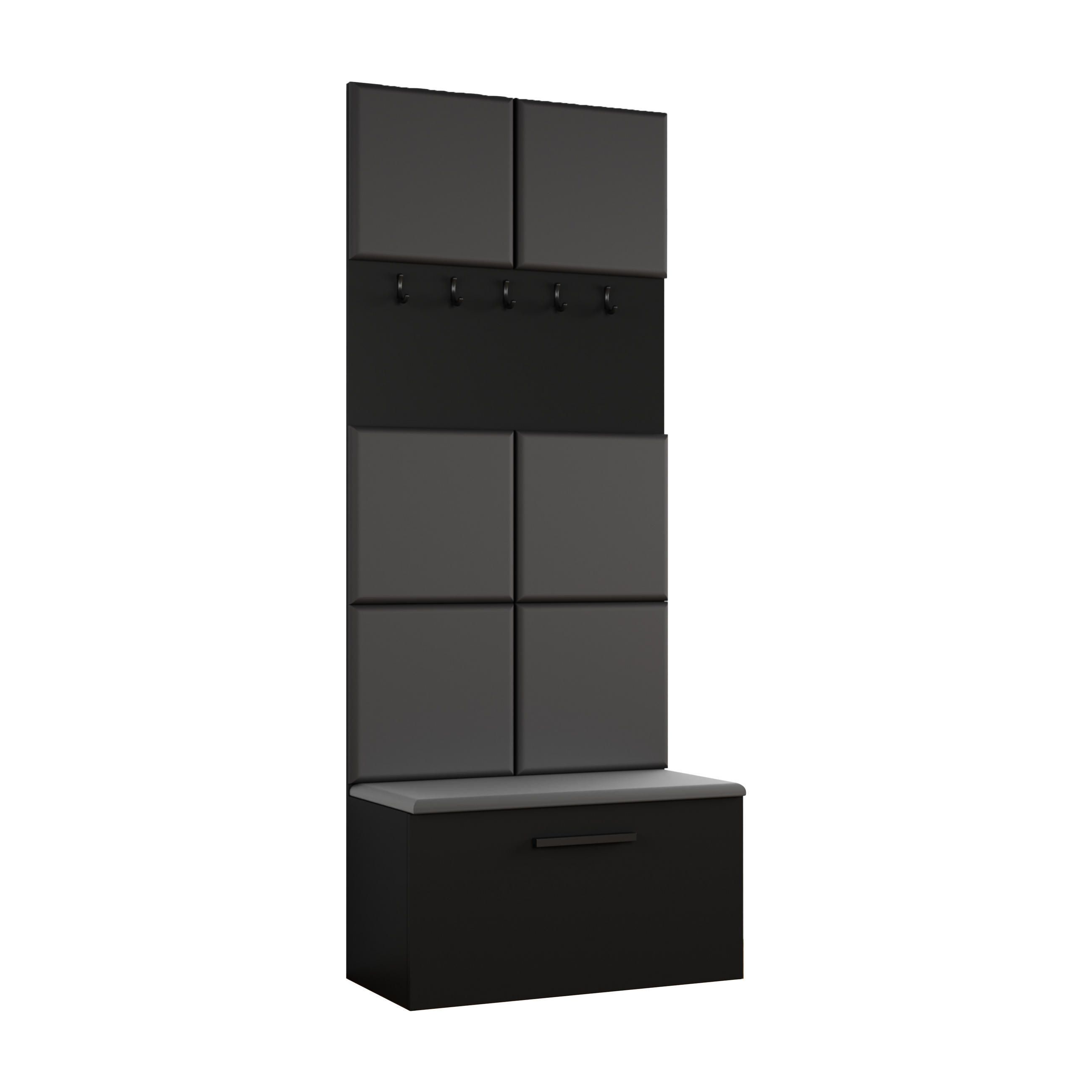 GARDEROBENSCHRANK Rosanno I Schwarz 80,6/204/40 cm – Modern, mit Kleiderhaken - Schwarz, Holzwerkstoff/Kunststoff (80.6/204/40cm) - AX Living