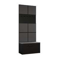 GARDEROBENSCHRANK Rosanno I Schwarz 80,6/204/40 cm – Modern, mit Kleiderhaken - Schwarz, Holzwerkstoff/Kunststoff (80.6/204/40cm) - AX Living