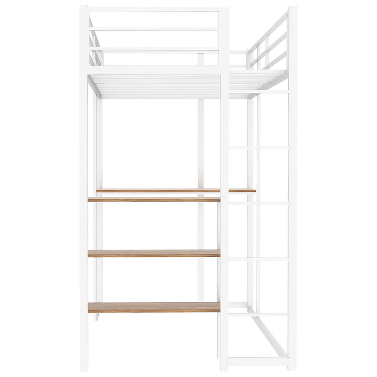 HOCHBETT mit Schreibtisch Metall Weiß - Weiß, Holz (90/190cm) - Meubliv