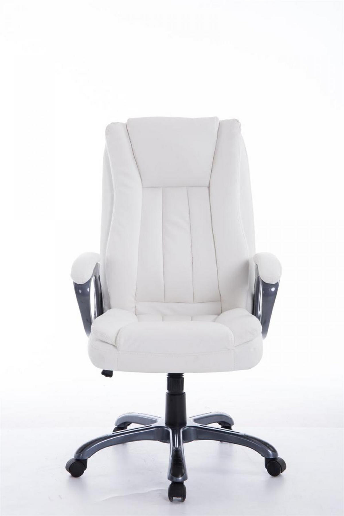 CHEFSESSEL Lederlook weiß - Weiß/Grau, Kunststoff/Textil (65/114/73cm) - CLP