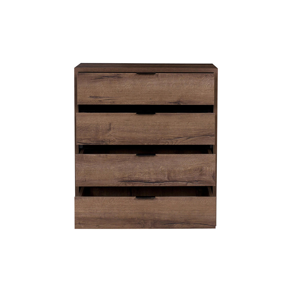 KOMMODE Devon mit 4 Schubladen, Eiche monastery - Eichefarben/Schwarz, Holzwerkstoff/Metall (80.5/90/40cm) - Beautysofa