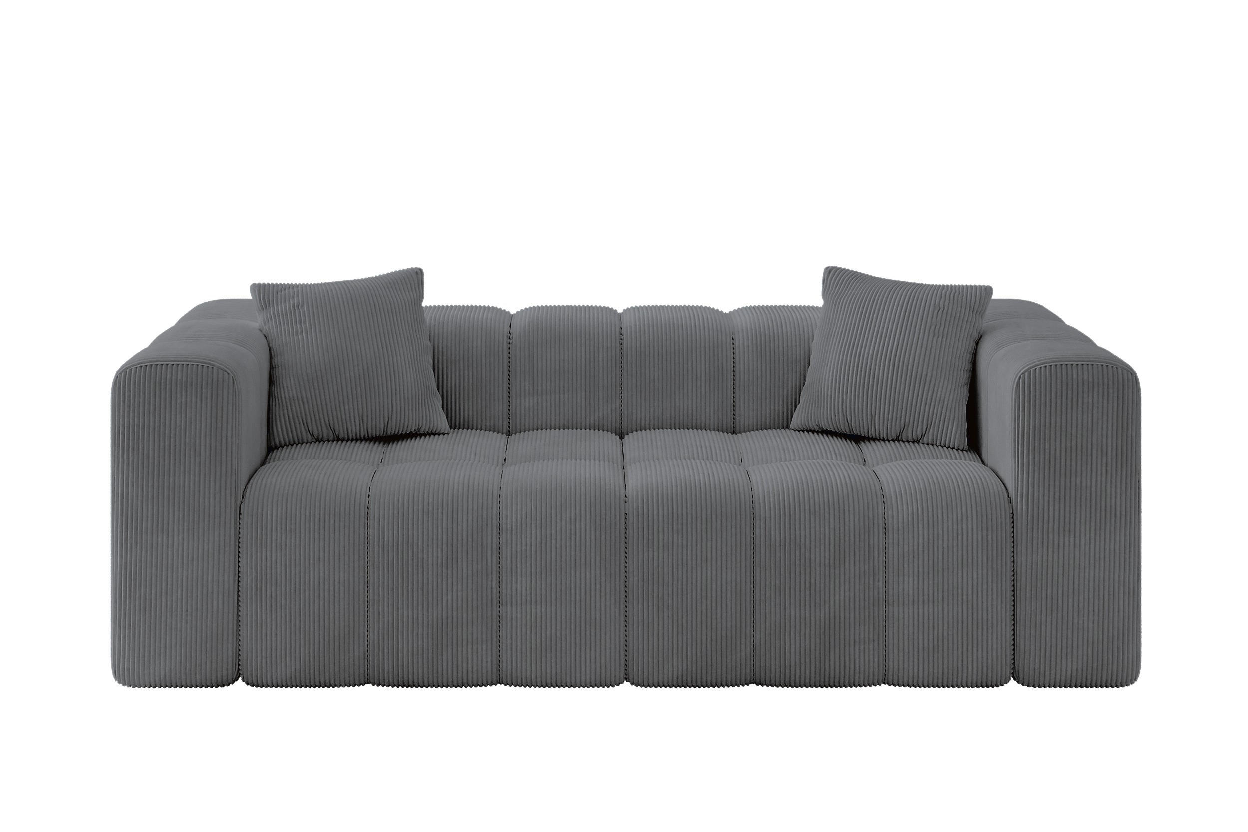 SOFA 2-Sitzer DONY-2 232x90x71 cm Dunkelgrau Cord - Dunkelgrau/Anthrazit, Holzwerkstoff/Kunststoff (232/71/90cm) - ALTDECOR