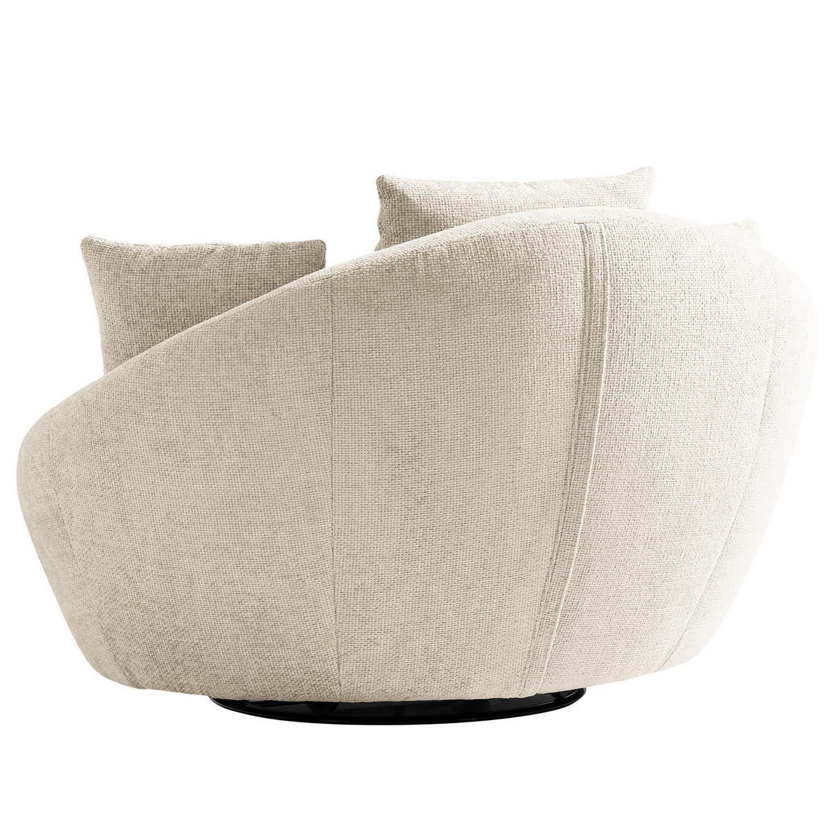 DREHSESSEL - Webstoff - Beige/Schwarz, Textil/Metall (133/80/112cm) - home24