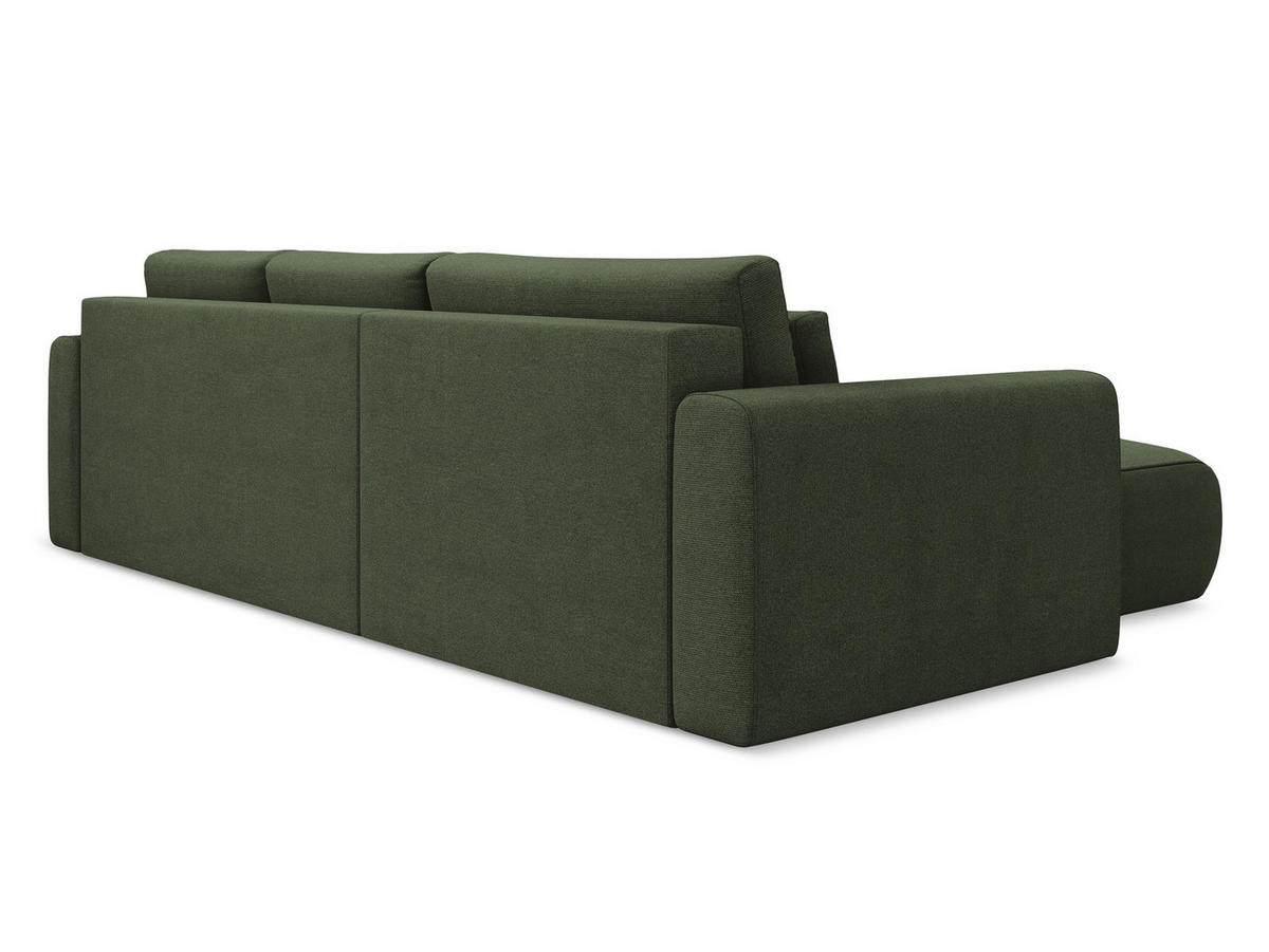 ECKSOFA mit Schlaffunktion Strukturstoff Stoff Grün - Schwarz/Olivgrün, Kunststoff/Textil (149/278cm) - Makamii