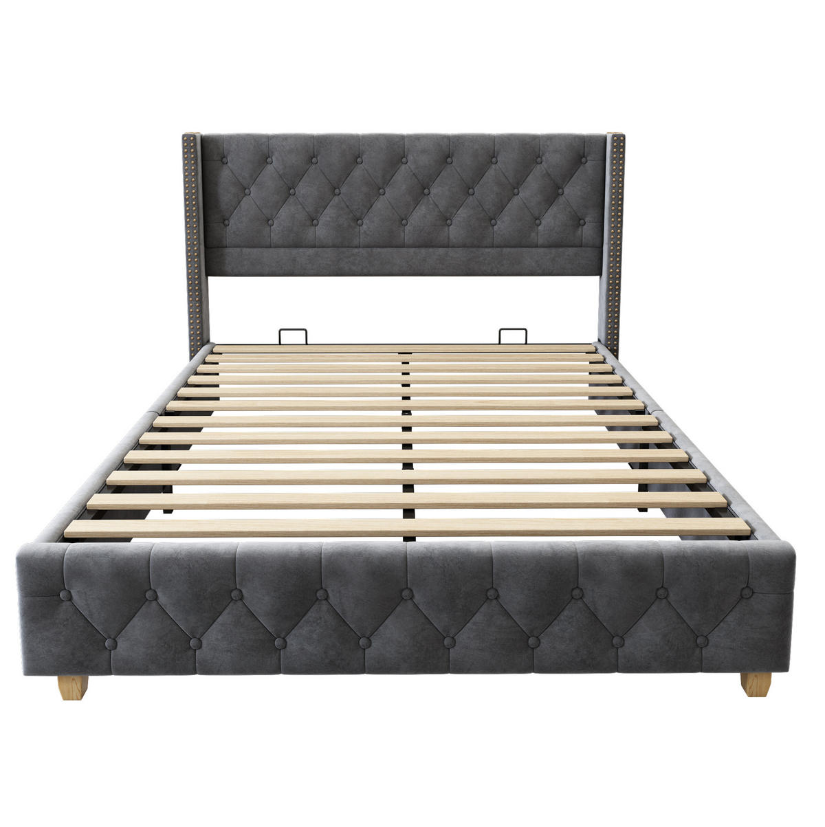 POLSTERBETT mit Lattenrost 160x200 cm Samt Grau - Grau, Metall (160/200cm) - Meubliv