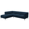 2,5-SITZER ECKSOFA mit Ottomane - Schwarz/Dunkelblau, Textil/Metall (252/205cm) - home24