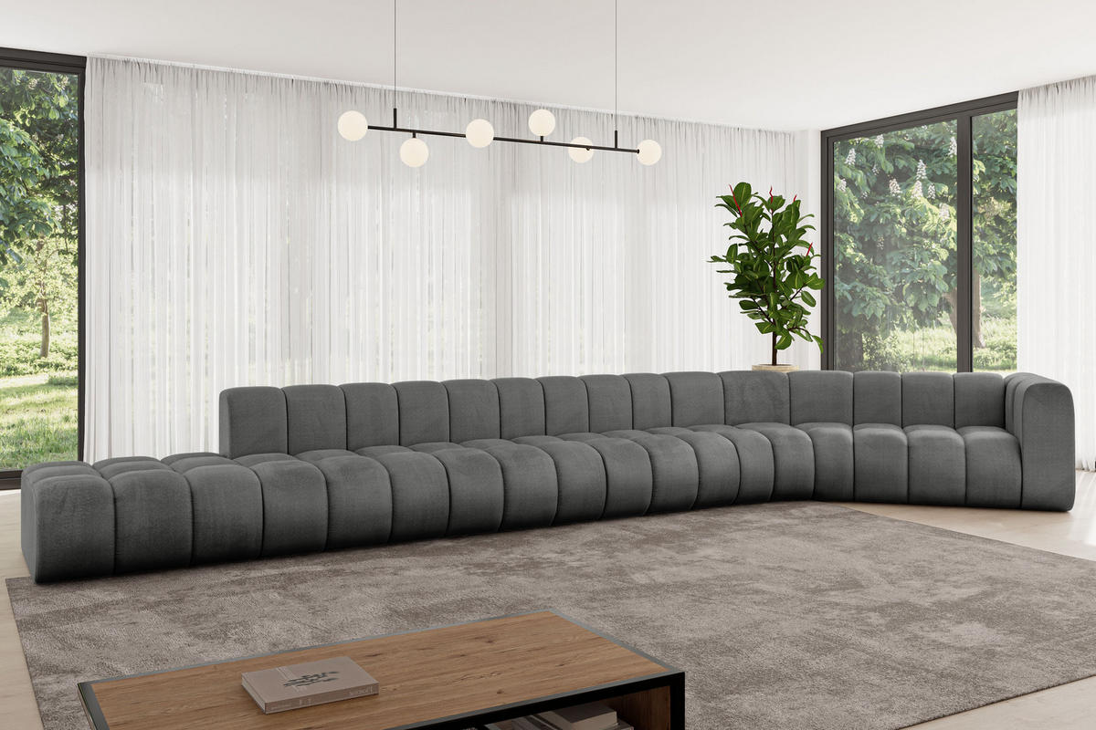 ECKSOFA modulares Sofa Tilmo-L3 - 581x194x70 cm Dunkelgrau - Dunkelgrau, Holzwerkstoff/Textil (581/194cm) - ALTDECOR