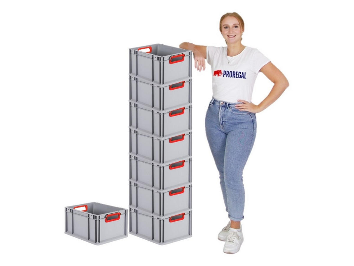 EUROBOX 8x Nextgen Color 22x30x40cm 20 Liter Griffe Rot Offen - Rot, Kunststoff (30/22/40cm) - PROREGAL