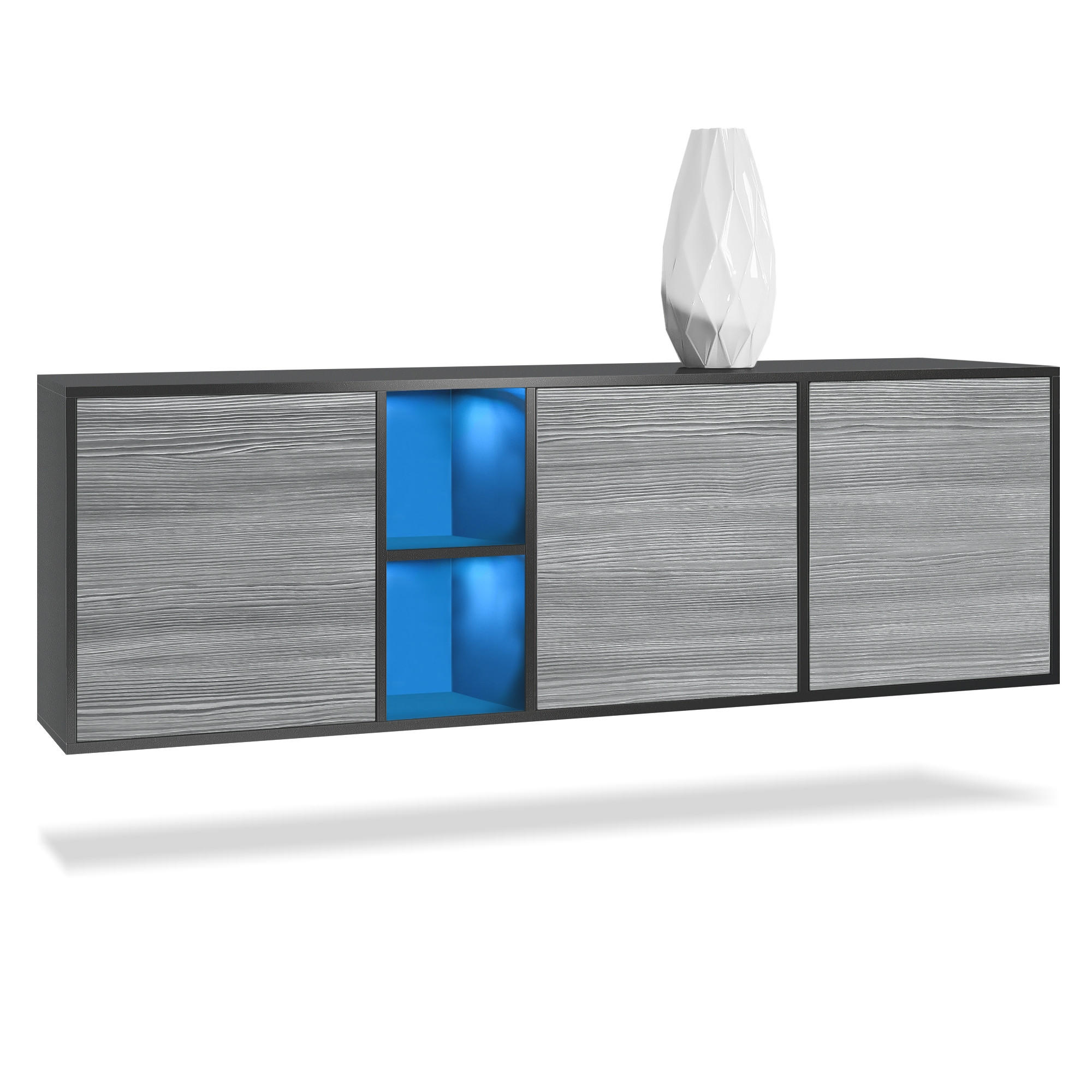SIDEBOARD Cuba Türen in Avola-Anthrazit - Anthrazit, Holzwerkstoff (182/53/35cm) - Vladon