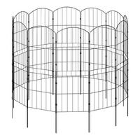 GARTENZAUN 10 Stück aus Metall in Schwarz Abnehmbares Design Robuste Metallkonstruktion je Paneel: 31 cm B × 96 cm H - Schwarz, Metall (31cm) - Livingandhome