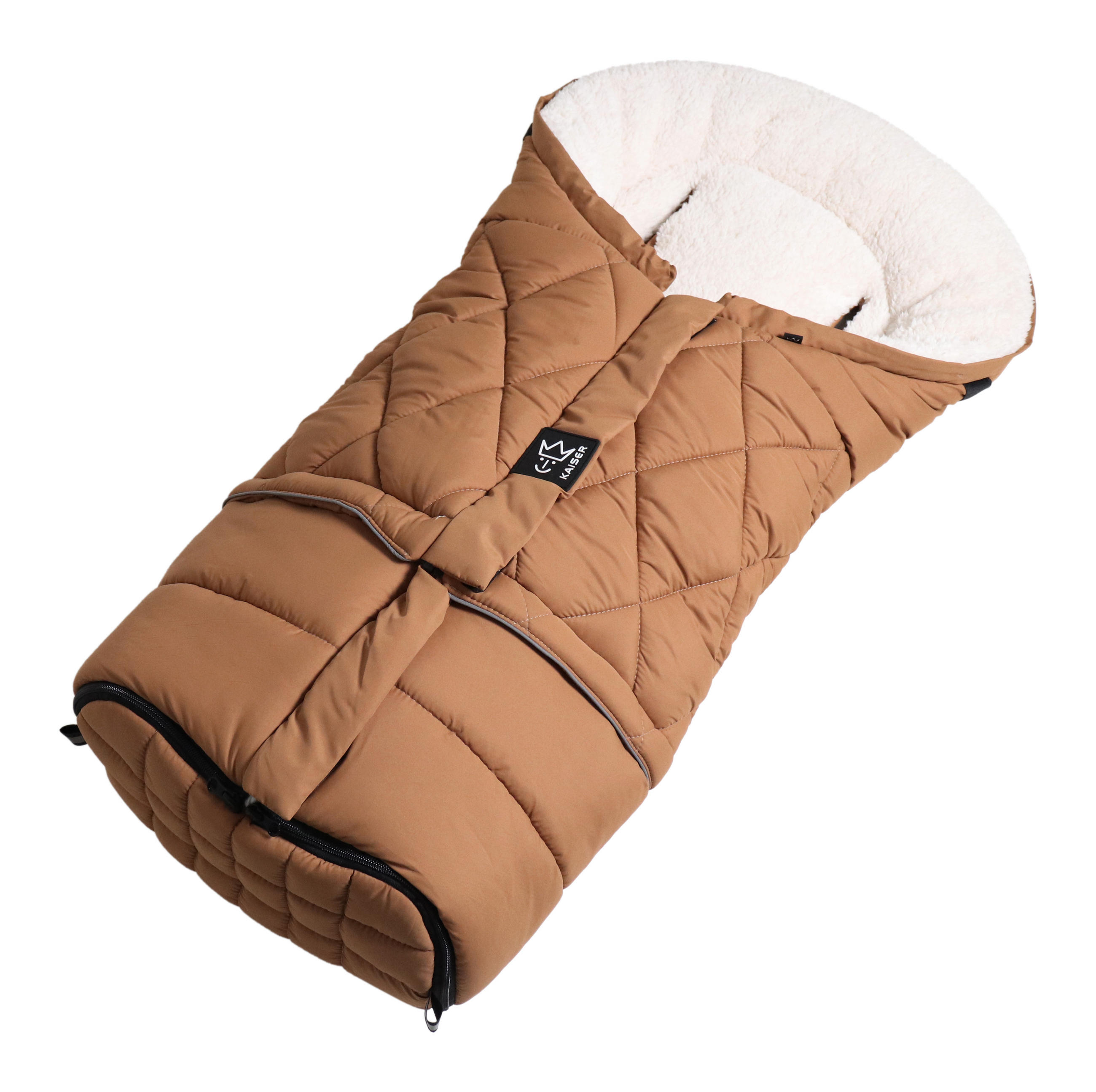 KINDERWAGEN-FUSSSACK Moony 2in1, Sherpa Fleece cream, camel - Braun, Textil (48/10/105cm) - Kaiserbaby