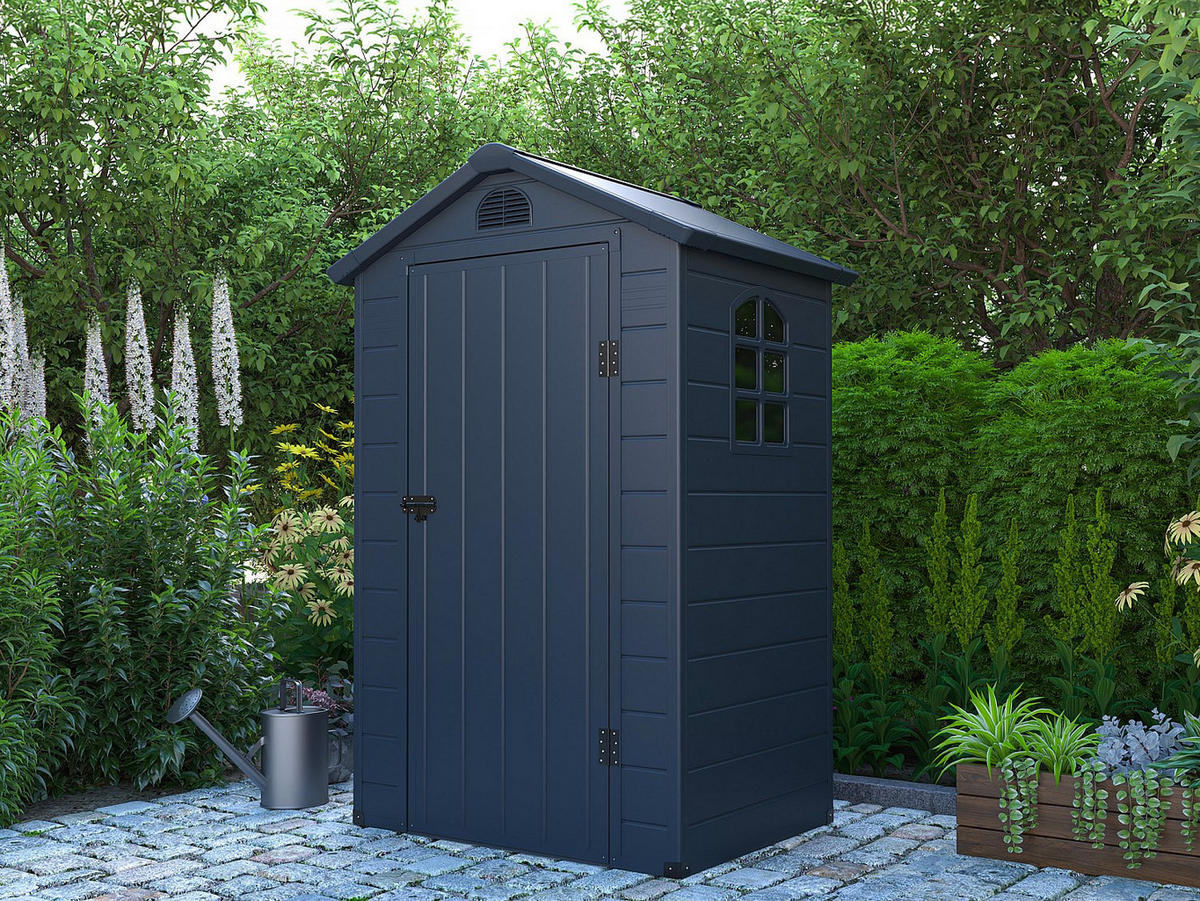 SCHREBERGARTENHAUS - 120 cm x 92 cm - Harz - Anthrazitgrau - CESIO - Anthrazit, Kunststoff (120/168/92cm) - Vente-Unique