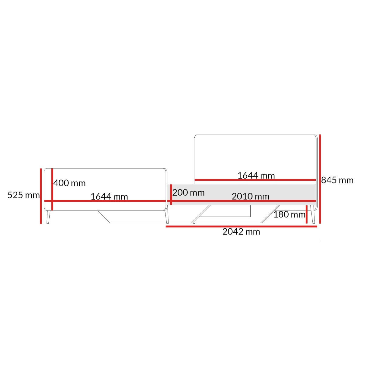 BETT Chloe 160x200 Weiß - Schwarz/Weiß, Holzwerkstoff/Kunststoff - mzm24