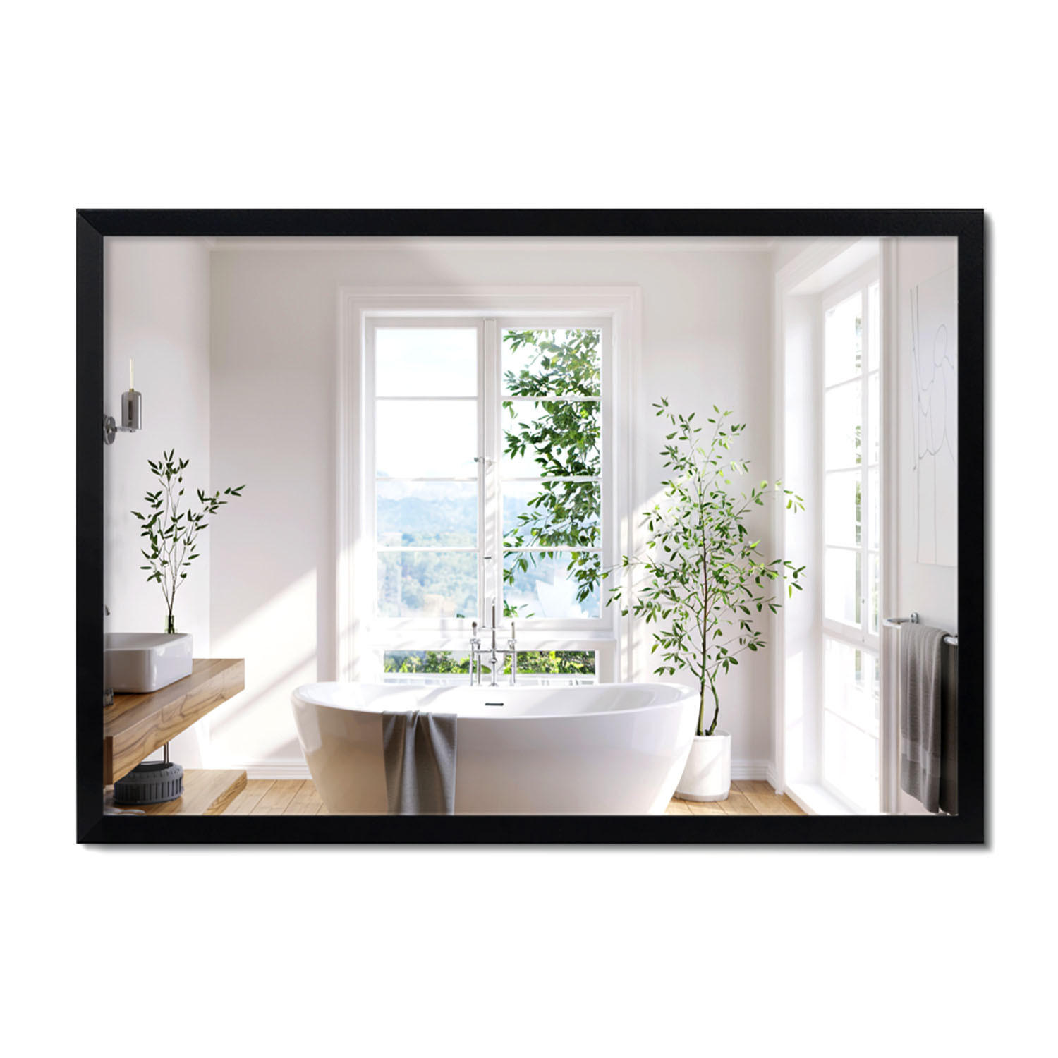Wallfluent Spiegel Schwarz 100x70x0.4 cm