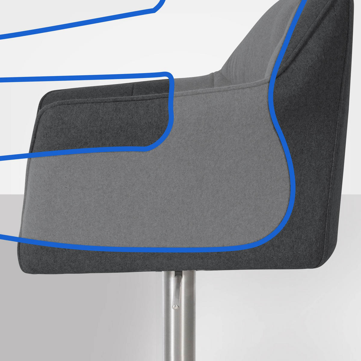 BARHOCKER Filz Anthrazit - Edelstahlfarben/Anthrazit, Textil/Metall (64/88/45cm) - CLP