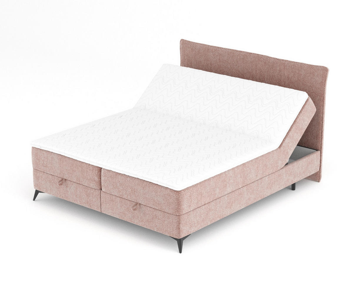 BOXBETT Peru Rosa 160/200 cm im Chenille-Stoff - Pink/Schwarz, Holz/Holzwerkstoff (160/200cm) - Maison de Reve