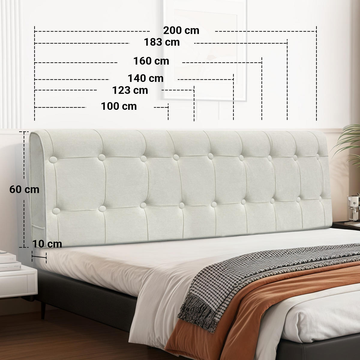 KOPFTEIL Rautengitter Wildlederimitat 60*100cm - Beige/Grau, Textil (10/60/100cm) - Vercart