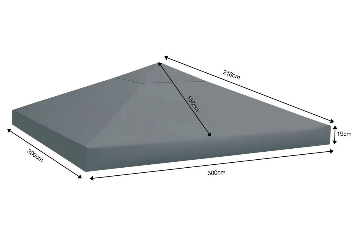 RANKPAVILLON 3x3m Anthrazit - Grau, Metall (300/256/300cm) - QUICK STAR