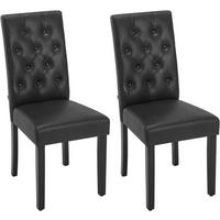 ESSZIMMERSTUHL 2er Set, Kunstleder, Holzbeinen, Schwarz - Schwarz, Holz/Kunststoff (44/99/59cm) - Woltu
