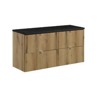 WASCHTISCHUNTERSCHRANK 3Teile - Nova Oak N BM258 in Coast Evoke Oak/Schwarz Matt - Eiche Wotan/Schwarz, Holz (120/57/40cm)