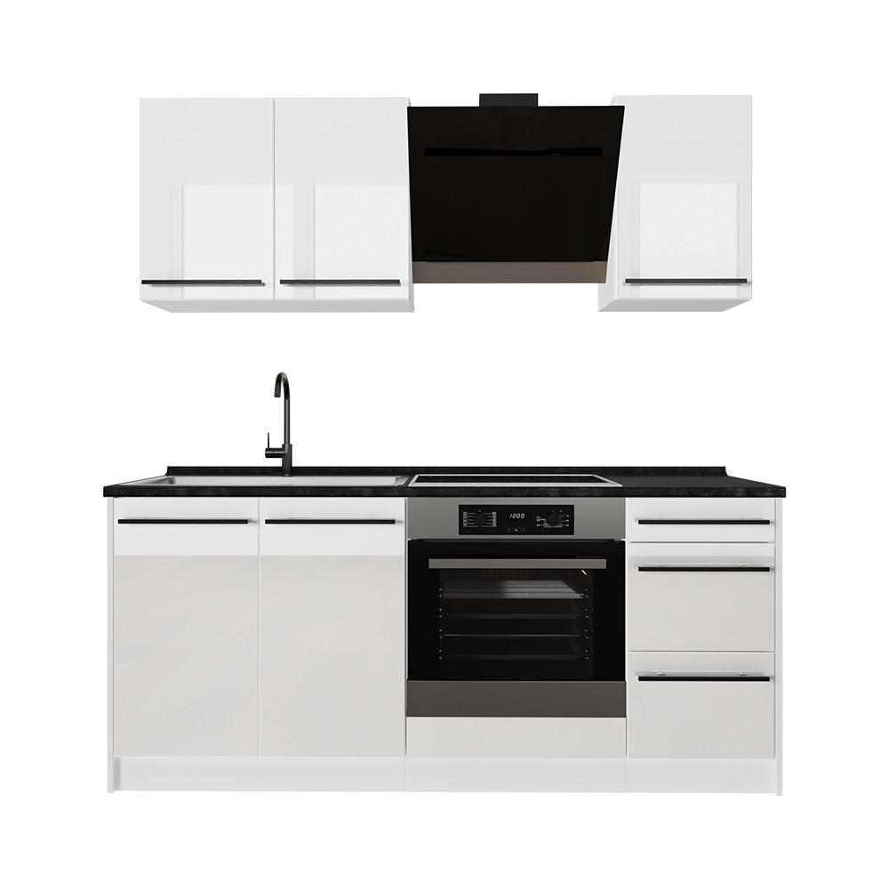 Vicco Singleküche Weiß Hochglanz, Weiß 180x206.8x60 cm