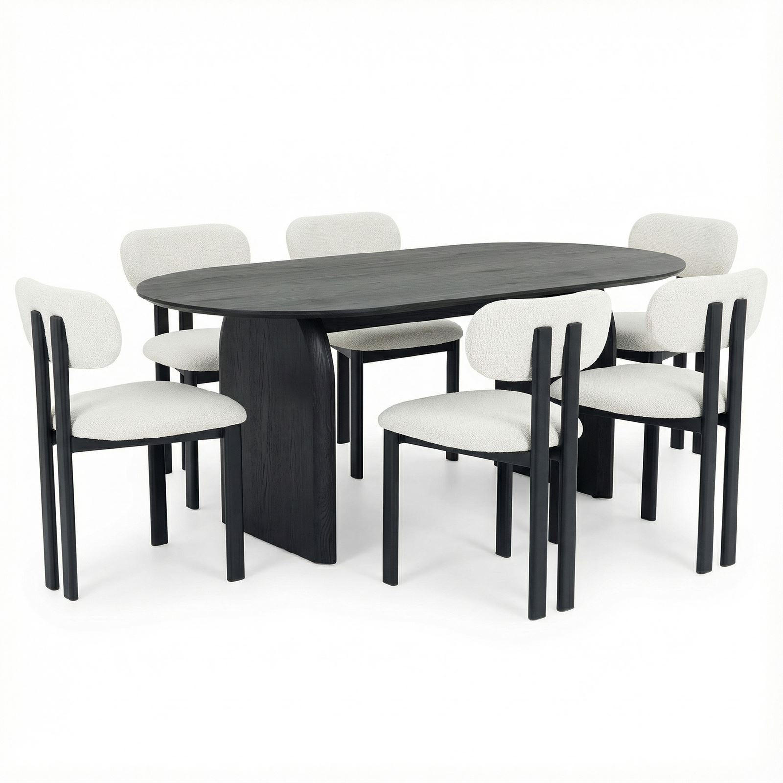 ESSGRUPPE MALA FRANCA 7er Set schwarz - Schwarz, Holzwerkstoff - IDIMEX