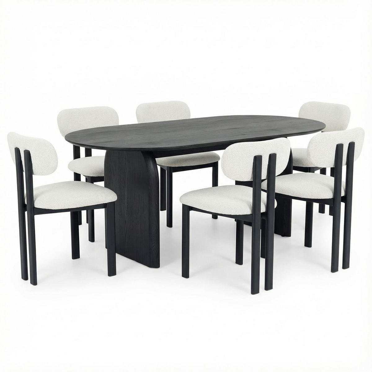 ESSGRUPPE MALA FRANCA 7er Set schwarz - Schwarz, Holzwerkstoff - IDIMEX