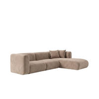 ECKSOFA L-Form, Velvet-Stoff Bluvel, Latte, Rechts, GRETA - Hellbraun, Holz (318/179cm) - Kaiser Möbel