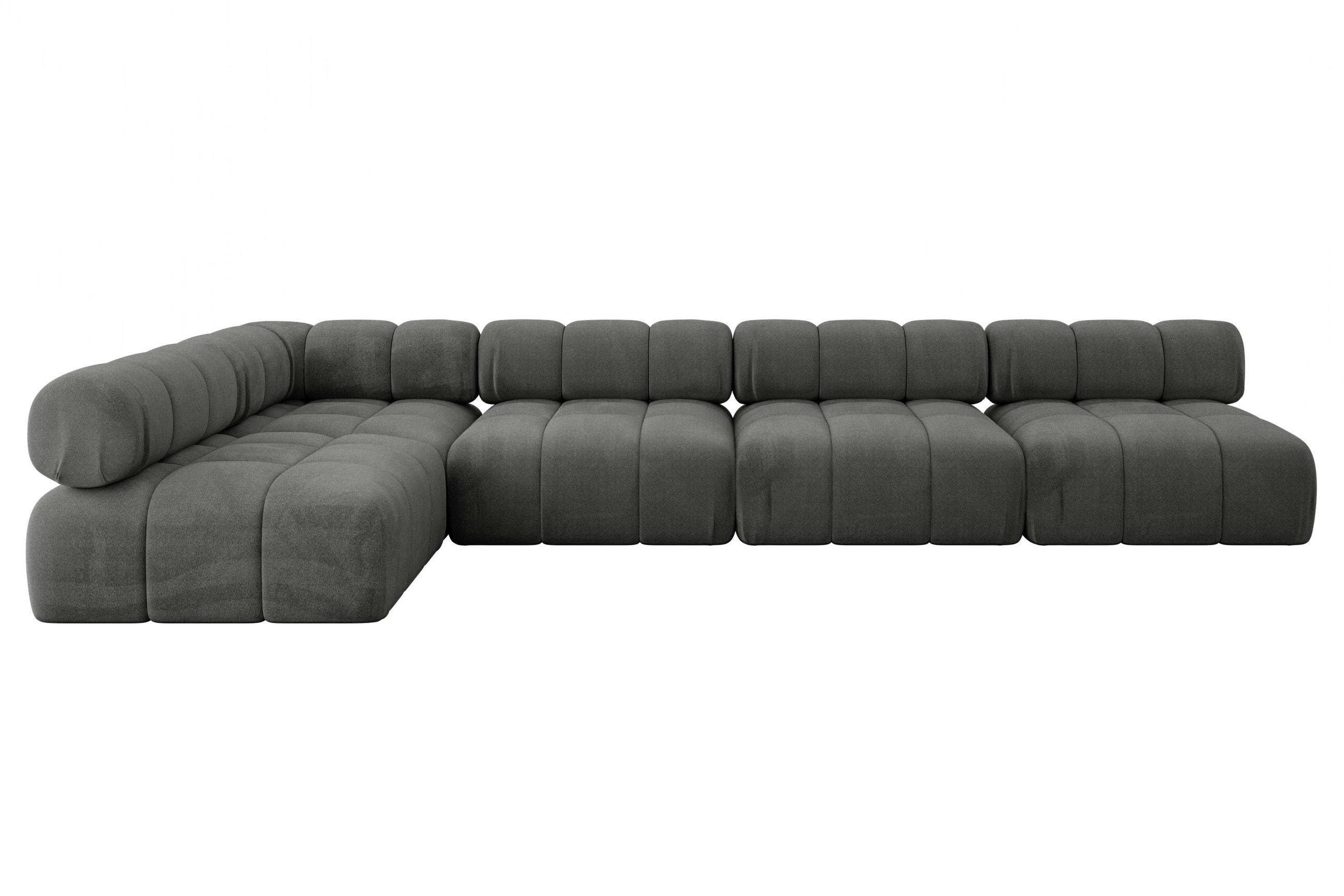 ECKSOFA modulares Sofa Samaro-L3 - 380x190x70 cm Dunkelgrau Velours - Dunkelgrau, Holzwerkstoff/Textil (380/190cm) - ALTDECOR