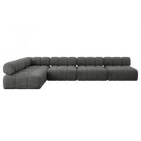 ECKSOFA modulares Sofa Samaro-L3 - 380x190x70 cm Dunkelgrau Velours - Dunkelgrau, Holzwerkstoff/Textil (380/190cm) - ALTDECOR
