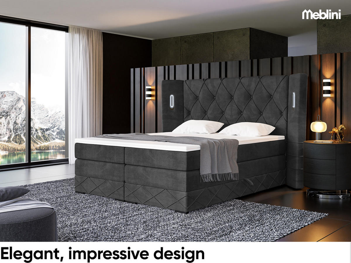 BOXSPRINGBETT Manuel - Schwarz/Rosa, Holzwerkstoff/Textil (120/200cm) - Meblini