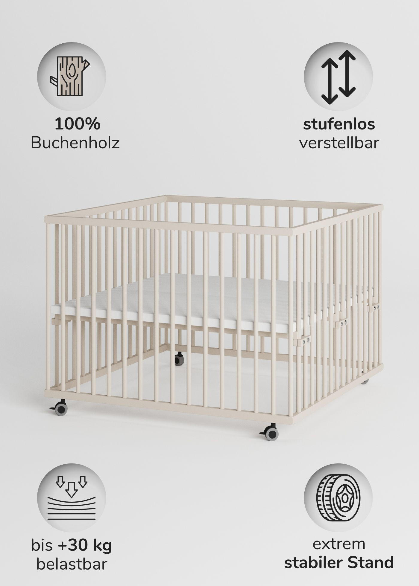 LAUFGITTER 100x100 cm - sahara dust - Premium Kollektion - Sandfarben, Holz (100/74/100cm) - Sämann – make a difference.